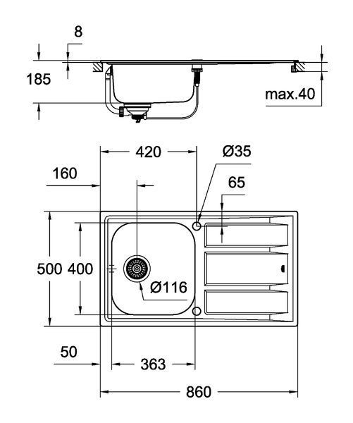 Кухонна мийка Grohe EX-2 Sink K401 (31566SD0) 31566SD0 фото