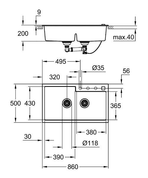 Композитна мийка для кухні Grohe K500 (31649AP0) 31649AP0 фото