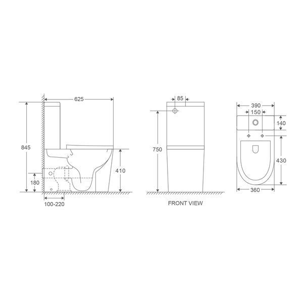 Чаша унітазу-компакту Mixxus Premium Bevel-0401-T1 Bowl 625х390х845 Tornado 1.0 без сидіння (MI8348 MI8348 фото
