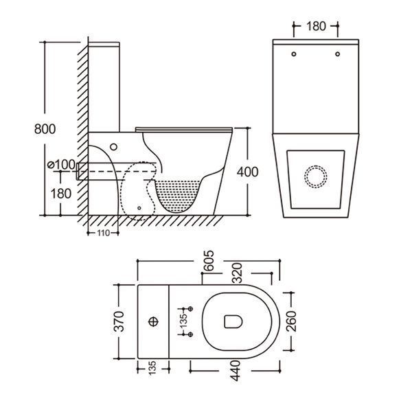 Бачок до унітазу-компакту Mixxus Bevel-0405-R Tank 605х370х800 зі зливною арматурою (MI8325) MI8325 фото