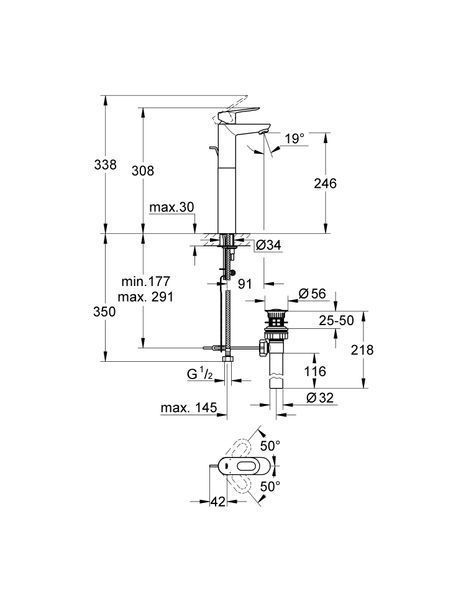 Змішувач на стільницю для раковини XL-розміру Grohe BauLoop (32856000) 32856000 фото