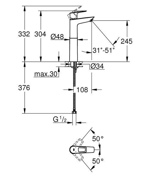 Змішувач на стільницю для раковини XL-розміру Grohe BauLoop New (32856001) 32856001 фото
