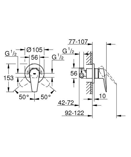 Одноважільний змішувач для душу Grohe BauEdge New (29040001) 29040001 фото