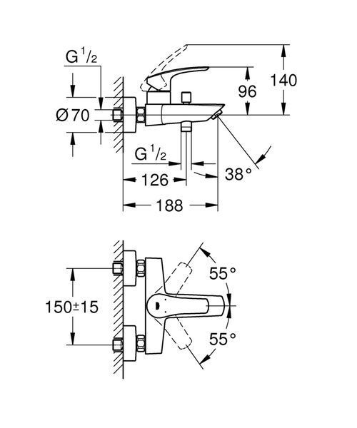 Змішувач для ванни Grohe Eurosmart New (33300003) 33300003 фото