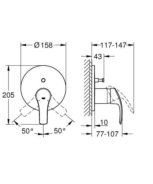 Змішувач прихованого монтажу на 2 споживача Grohe Eurosmart (24043002) 24043002 фото