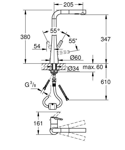 Змішувач для кухні з висувним виливом Grohe Zedra (32553002) 32553002 фото