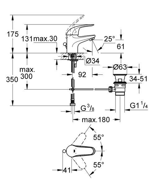 Змішувач для раковини S-розміру Grohe Euroeco New (23262000) 23262000 фото