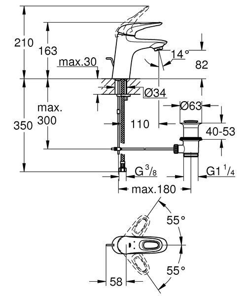 Змішувач для раковини S-розміру Grohe Eurostyle (33558003) 33558003 фото