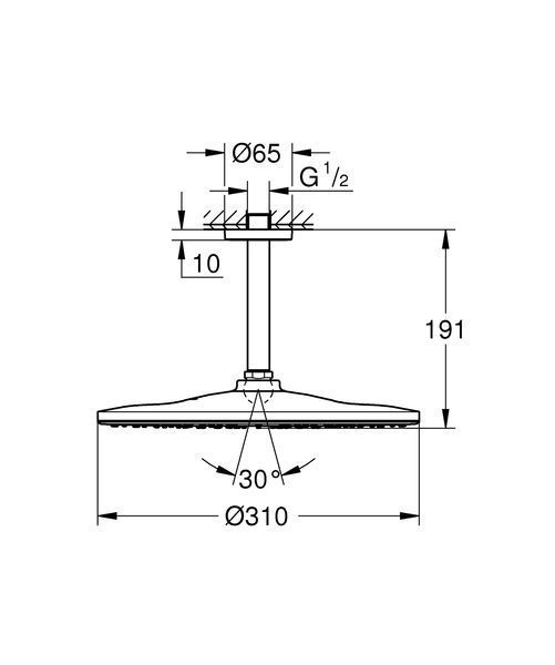 Верхній душ зі стельовим кронштейном Grohe Rainshower Mono (260000) 26560000 фото