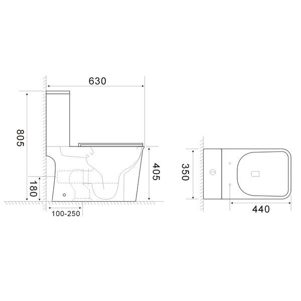 Бачок до унітазу-компакту Mixxus Wave-0404-R Tank 630х350х805 зі зливною арматурою (MI8335) MI8335 фото
