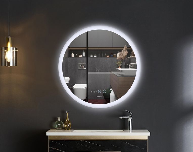 Дзеркало Mixxus PLAIN MC10-80 з Led Touch, Anti-fog, димером, регулятором яскравості, годинником (M MI6932 фото