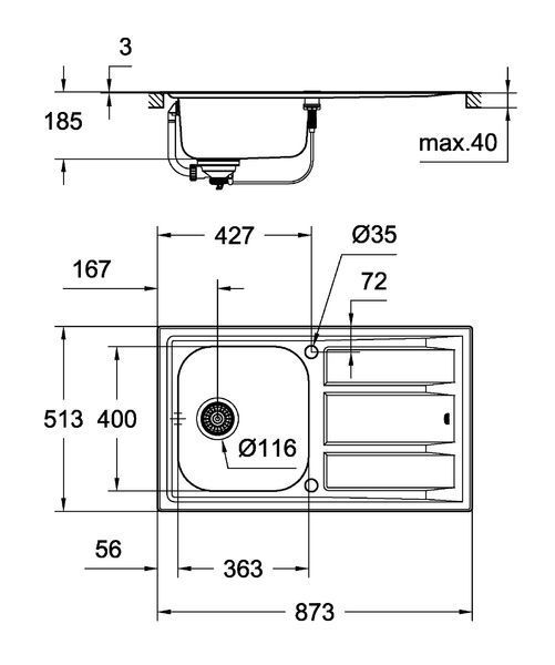 Мийка для кухні із нержавіючої сталі Grohe K400+ (31568SD0) 31568SD0 фото