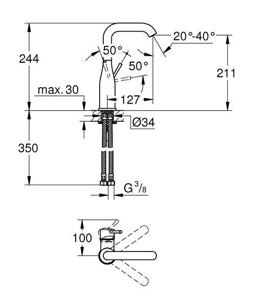 Змішувач для раковини L-розміру Grohe Essence New (23541001) 23541001 фото