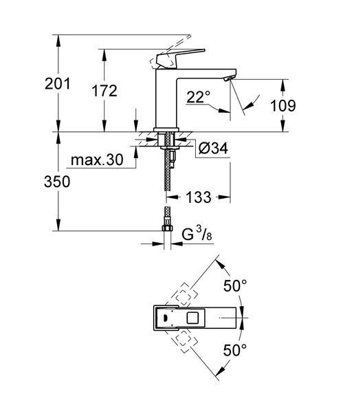 Змішувач для раковини M-розміру Grohe Eurocube (23446000) 23446000 фото