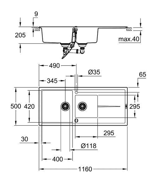 Композитна мийка для кухні Grohe K400 (31643AT0) 31643AT0 фото