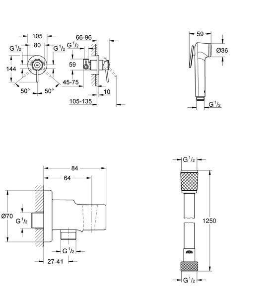 Комплект гігієнічного душу Grohe BauClassic (UA11104801) UA11104801 фото