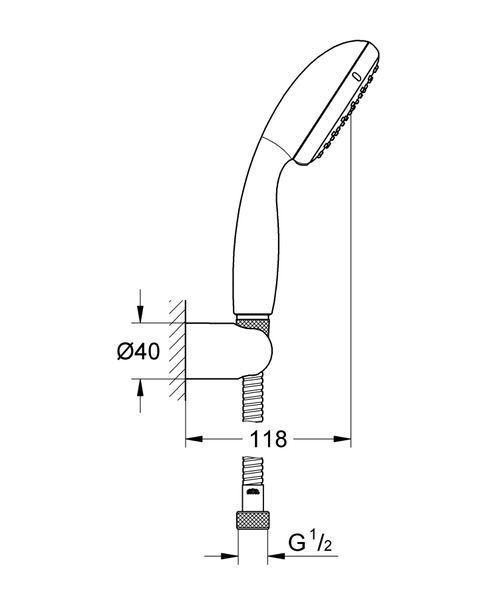 Душовий набір з тримачем, 2 режими струменя Grohe New Tempesta Classic (26164001) 26164001 фото