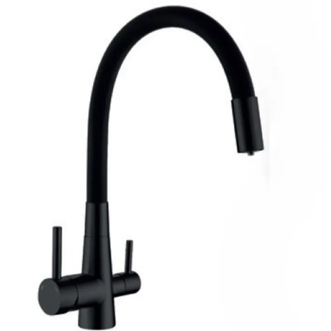 Змішувач для кухні Mixxus SUS-021 BLACK REFL.BLACK із силіконовим виливом, з виходом для питної вод MI6214 фото