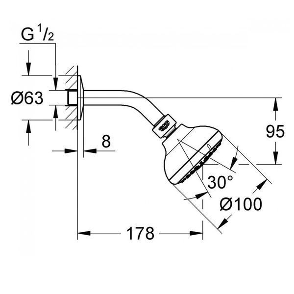 Набір верхнього душу, 3 режими струмені Grohe New Tempesta 100 (26088001) 26088001 фото