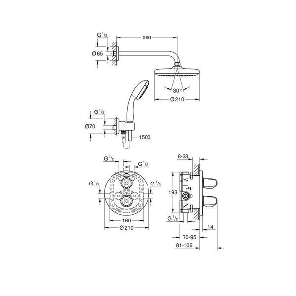 Душова система з системою Tempesta 210 Grohe Grohtherm 1000 (34614001) 34614001 фото