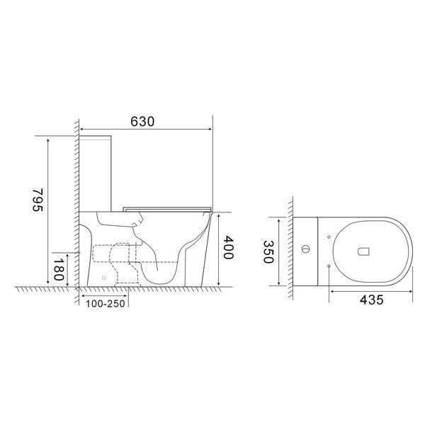 Чаша унітазу-компакту Mixxus Wave-0405-R Bowl 630х350х795 Rimless без сидіння (MI8363) MI8363 фото