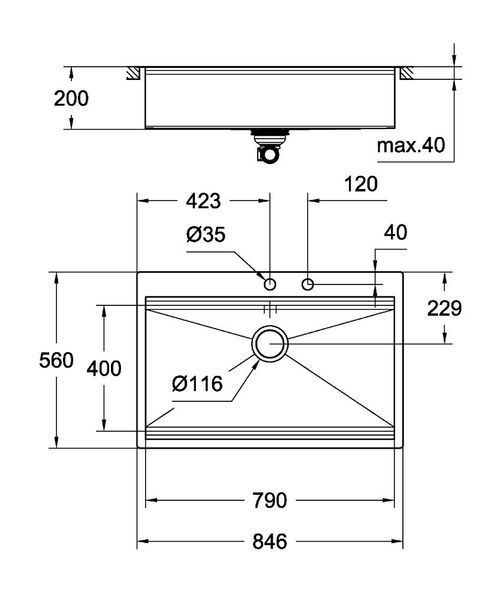 Мийка кухонна Grohe EX Sink K800 подвійна (90 cm) (31584SD0) 31584SD0 фото