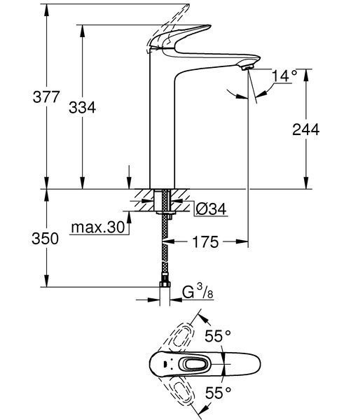 Змішувач на стільницю для раковини XL-розміру Grohe Eurostyle (23570003) 23570003 фото