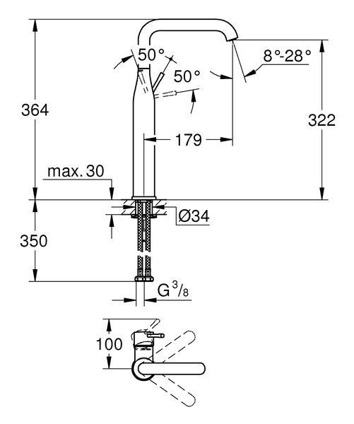 Змішувач на стільницю для раковини XL-розміру Grohe Essence New (32901001) 32901001 фото