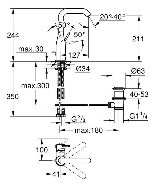 Змішувач для раковини L-розміру Grohe Essence New (32628001) 32628001 фото